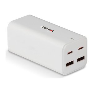 LINDY USB 4-Port GaN Fast Charger 100W 2xUSB-C PD/2xUSB-A we