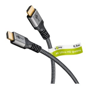 goobay HDMI 2.0 Kabel 0,5 m grau, schwarz, 1 St.