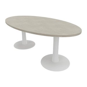 Quadrifoglio Konferenztisch Idea+ beton oval, Säulenfuß weiß, 200,0 x 110,0 x 74,0 cm