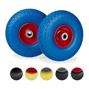 relaxdays Sackkarrenräder luftbereift blau, rot Stahl Felgen, Achse 2,0 cm