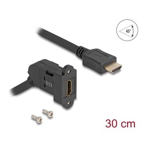 DELOCK HDMI Einbaubuchse 45° gewinkelt/HDMI St 30cm 8K 60Hz