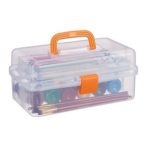 relaxdays Aufbewahrungsbox transparent, orange 33,0 x 39,0 x 17,0 cm, 1 St.