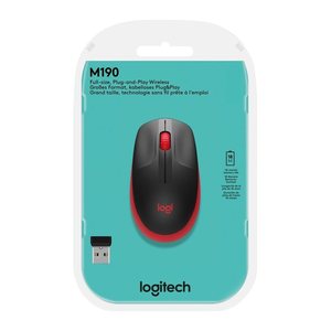 Logitech M190 Maus kabellos schwarz, rot