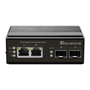 LevelOne Industr.PoE+Switch 2xGE PoE/2xSFP 180W unman.Metall