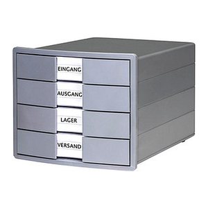 HAN Schubladenbox KARMA  grau 10128-18D, DIN A4 mit 4 Schubladen, 1 St.