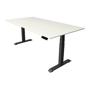 Kerkmann Move 4 elektrisch höhenverstellbarer Schreibtisch weiß rechteckig, T-Fuß-Gestell grau 200,0 x 100,0 cm
