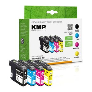 KMP B60V schwarz, cyan, magenta, gelb Druckerpatronen kompatibel zu brother LC123VALBPDR, 4er-Set