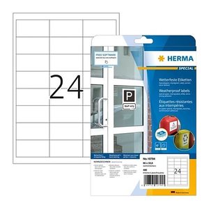 HERMA wetterfeste Etiketten weiß 66,0 x 33,8 mm, 20 Blatt