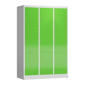 ClassiX Schließfachschrank gelbgrün, lichtgrau X-523335, 9 Schließfächer 118,5 x 50,0 x 180,0 cm