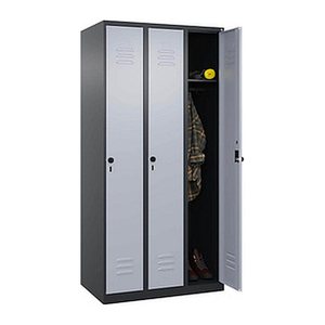 CP Spind Classic Plus schwarzgrau, weißaluminium 080000-30 S10093, 3 Schließfächer 90,0 x 50,0 x 185,0 cm