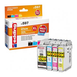 edding EDD-597 schwarz, cyan, magenta, gelb Druckerpatronen kompatibel zu EPSON 34XL / T3476XL, 4er-Set