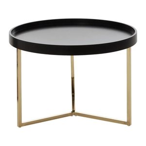 WOHNLING Beistelltisch rund Massivholz schwarz 58,5 x 58,5 x 42,0 cm, 1 St.