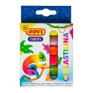 JOVI Knete PLASTILINA farbsortiert, 6 Farben je 15,0 g