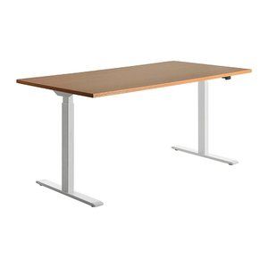 Topstar E-Table elektrisch höhenverstellbarer Schreibtisch buche rechteckig, T-Fuß-Gestell weiß 160,0 x 80,0 cm