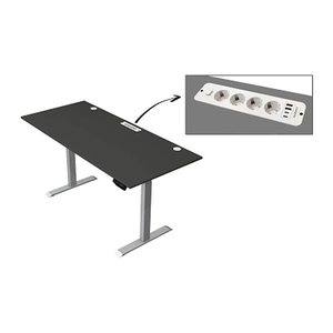 Kerkmann Move 1 plus elektrisch höhenverstellbarer Schreibtisch anthrazit rechteckig, T-Fuß-Gestell grau 180,0 x 80,0 cm