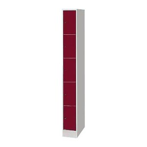 CP Schließfachschrank S 2000 Classic lichtgrau, rubinrot 80700-10 S10014, 5 Schließfächer 24,0 x 48,0 x 195,0 cm