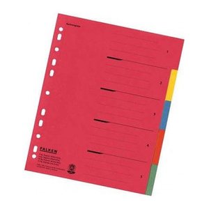 FALKEN Ordnerregister DIN A4 Überbreite blanko farbig 5-teilig, 1 Satz