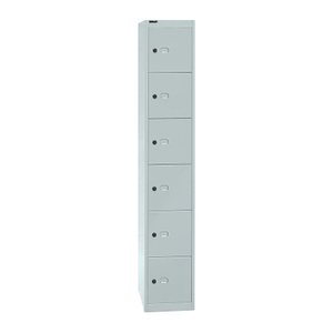BISLEY Schließfachschrank lichtgrau CLK186645, 6 Schließfächer 30,5 x 45,7 x 180,2 cm