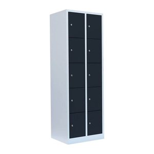 LÜLLMANN Schließfachschrank anthrazit, lichtgrau 520528, 10 Schließfächer 60,0 x 50,0 x 180,0 cm