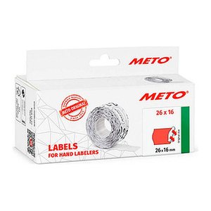 METO Preisetiketten leuchtrot permanent 26,0 x 16,0 mm, 6 Rollen