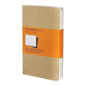 MOLESKINE Notizbuch Cahier ca. DIN A6 liniert, braun Softcover 80 Seiten, 3 St.