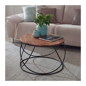 WOHNLING Couchtisch rund Holz braun 60,0 x 60,0 x 40,0 cm, 1 St.