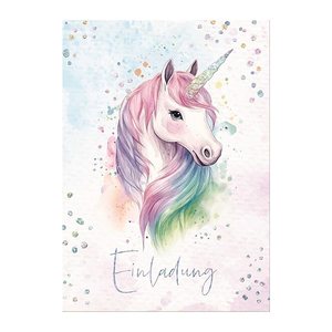 Häfft® Verlag Einladungskarten Einhorn 11534-8 bunt DIN A6, 12 Pack