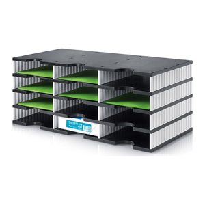 styro Sortierstation styrodoc trio black & white schwarz/weiß mit 12 Fächern