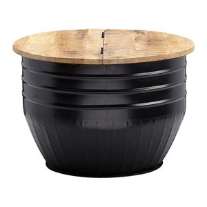 WOHNLING Couchtisch rund Massivholz schwarz 60,0 x 60,0 x 41,0 cm, 1 St.