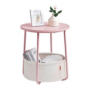 VASAGLE Beistelltisch rund Spanplatte rosa 45,0 x 45,0 x 50,0 cm, 1 St.
