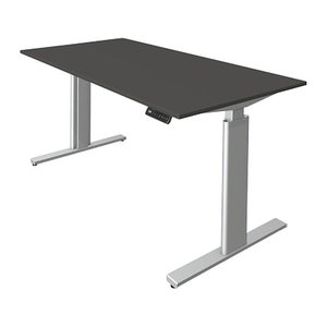 Kerkmann Move 3 tube elektrisch höhenverstellbarer Schreibtisch anthrazit rechteckig, T-Fuß-Gestell silber 160,0 x 80,0 cm