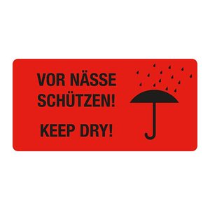 EICHNER Warnetiketten rot »Vor Nässe schützen!« 100,0 x 50,0 mm, 250 Etiketten