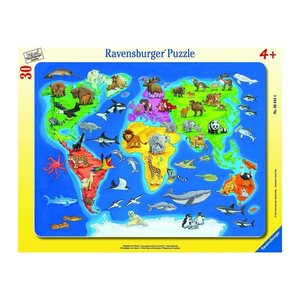 Ravensburger Weltkarte mit Tieren Puzzle, 30 Teile