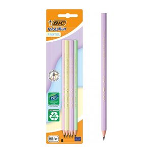BIC EVOLUTION PASTEL Bleistifte HB 2x lila, grün, gelb, rosa, 5 St.