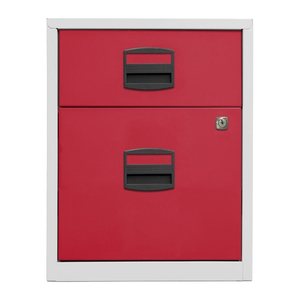 BISLEY Home Rollcontainer lichtgrau, kardinalrot 2 Auszüge 41,3 x 40,0 x 52,8 cm