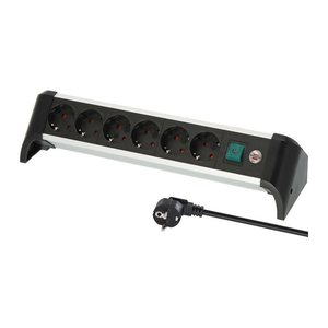 brennenstuhl Alu-Office-Line 6-fach Steckdosenleiste mit Schalter 3,0 m schwarz