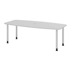 HAMMERBACHER Konferenztisch KT22C lichtgrau Tonnenform, Rundrohr silber, 220,0 x 83,0 - 103,0 x 72,0 - 74,0 cm