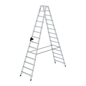 MUNK Stehleiter beidseitig 40228 silber 2x 14 Stufen, H: 325,0 cm