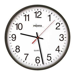 PEWETA Wanduhr weiß schwarz Kunststoff, Ø 25,0 cm