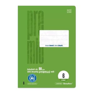 Staufen® Schulheft Premio Lineatur 6 blanko DIN A5 ohne Rand, 16 Blatt, 1 St.