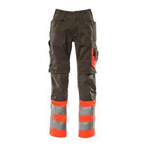 MASCOT® unisex Warnschutzhose Leeds dunkelanthrazit, rot Größe 114