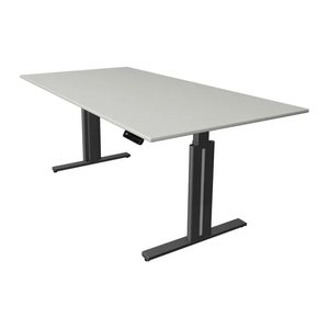 Kerkmann Move 3 elegant elektrisch höhenverstellbarer Schreibtisch eiche rechteckig, T-Fuß-Gestell grau 200,0 x 100,0 cm