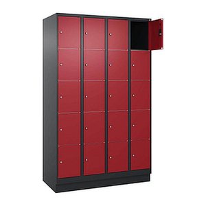 CP Schließfachschrank Classic PLUS rubinrot, schwarzgrau 080020-405 S10036, 20 Schließfächer 120,0 x 50,0 x 195,0 cm