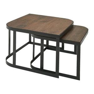 WOHNLING Couchtische-Set quadratisch Massivholz braun, 1 Set