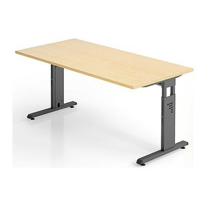 HAMMERBACHER OS 16 höhenverstellbarer Schreibtisch ahorn rechteckig, C-Fuß-Gestell weiß 160,0 x 80,0 cm