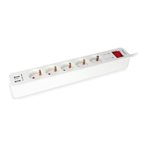 Equip Steckdosenleiste 5xSchuko/2xUSBA+Switch->St.90°CL ÜSS
