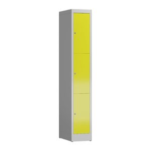 ClassiX Schließfachschrank lichtgrau, zinkgelb X-520316, 3 Schließfächer 31,0 x 50,0 x 180,0 cm