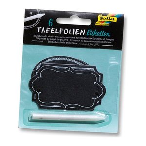 folia Tafelfolie selbstklebend Tafelfolien Etiketten inkl. Specksteinstift, 6 St.