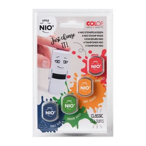 COLOP Stempelkissen Little Nio Classic noble blue, smooth green, shiny orange, brave red 4x 1,7 x 1,7 cm, 4 St.