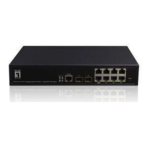 LevelOne PoE+Switch 8xGE PoE/2xSFP 180W 19" Managed L2